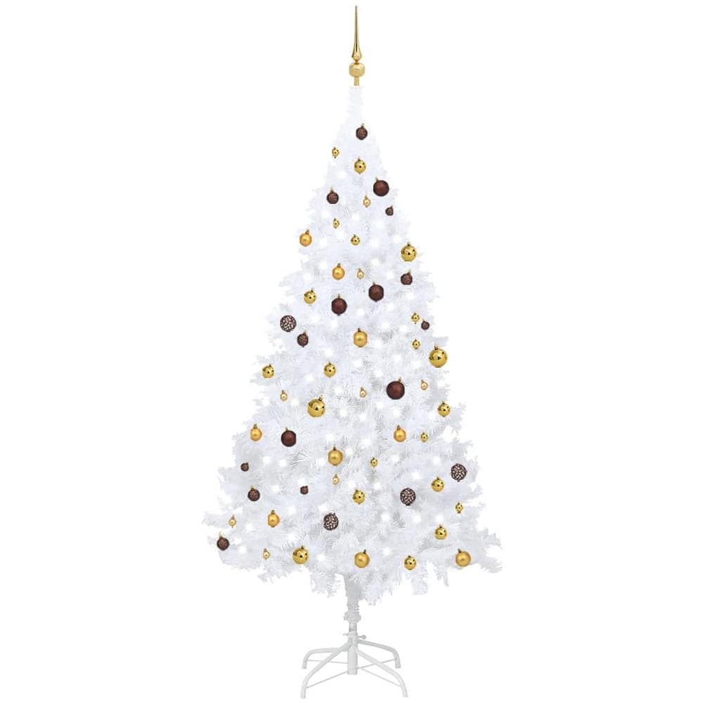 Albero Di Natale Preilluminato Con Palline Bianco 240 Cm Pvc - Foto 1