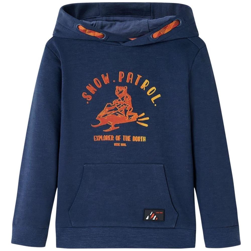 Felpa da Bambino con Cappuccio Blu Marino Mélange e Arancione 92 - Foto 1