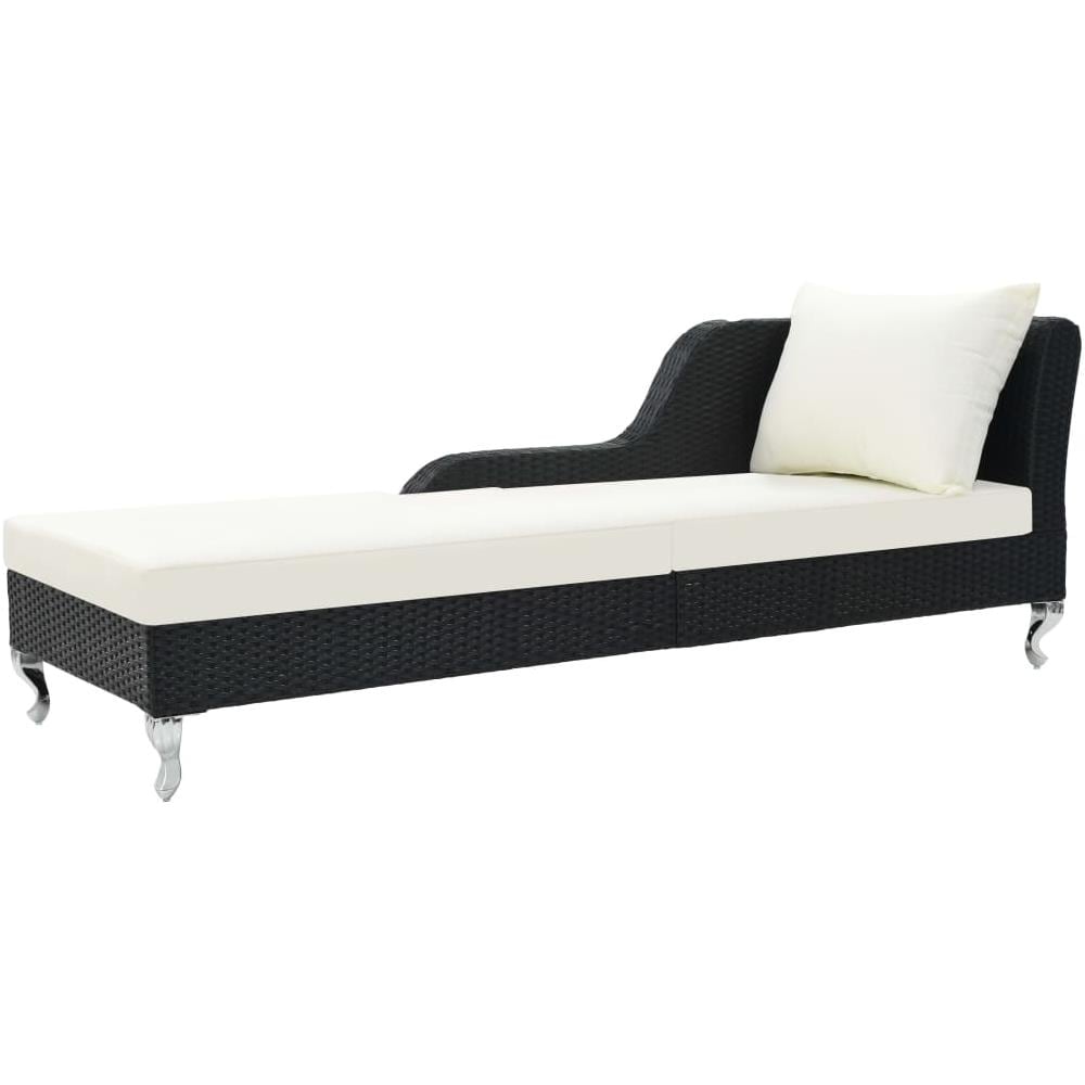 Lettino Prendisole Con Cuscino In Polyrattan Nero - Foto 1