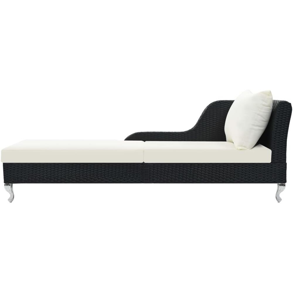 Lettino Prendisole Con Cuscino In Polyrattan Nero - Foto 2