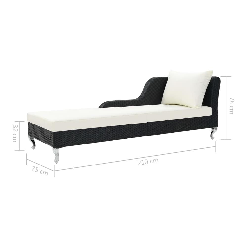 Lettino Prendisole Con Cuscino In Polyrattan Nero - Foto 6