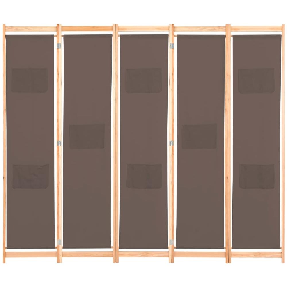 Divisorio A 5 Pannelli Marrone 200x170x4 Cm In Tessuto - Foto 2