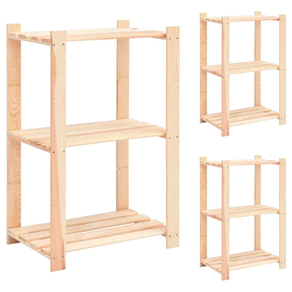 Scaffali A 3 Livelli 3 Pz 60x38x90 Cm Massello Pino Fsc 150 Kg - Foto 1