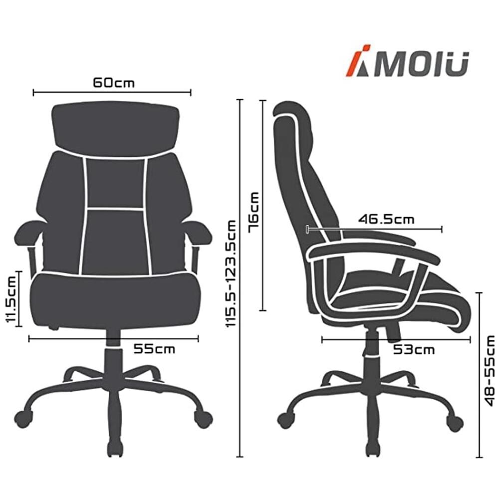 AMOIU - Sedia Poltrona Di Tessuto Con Disegno Ergonomico Girevole E  Schienale Larga Con Supporto La Testa Seduta Con Doppio Strato (grigio) -  ePRICE