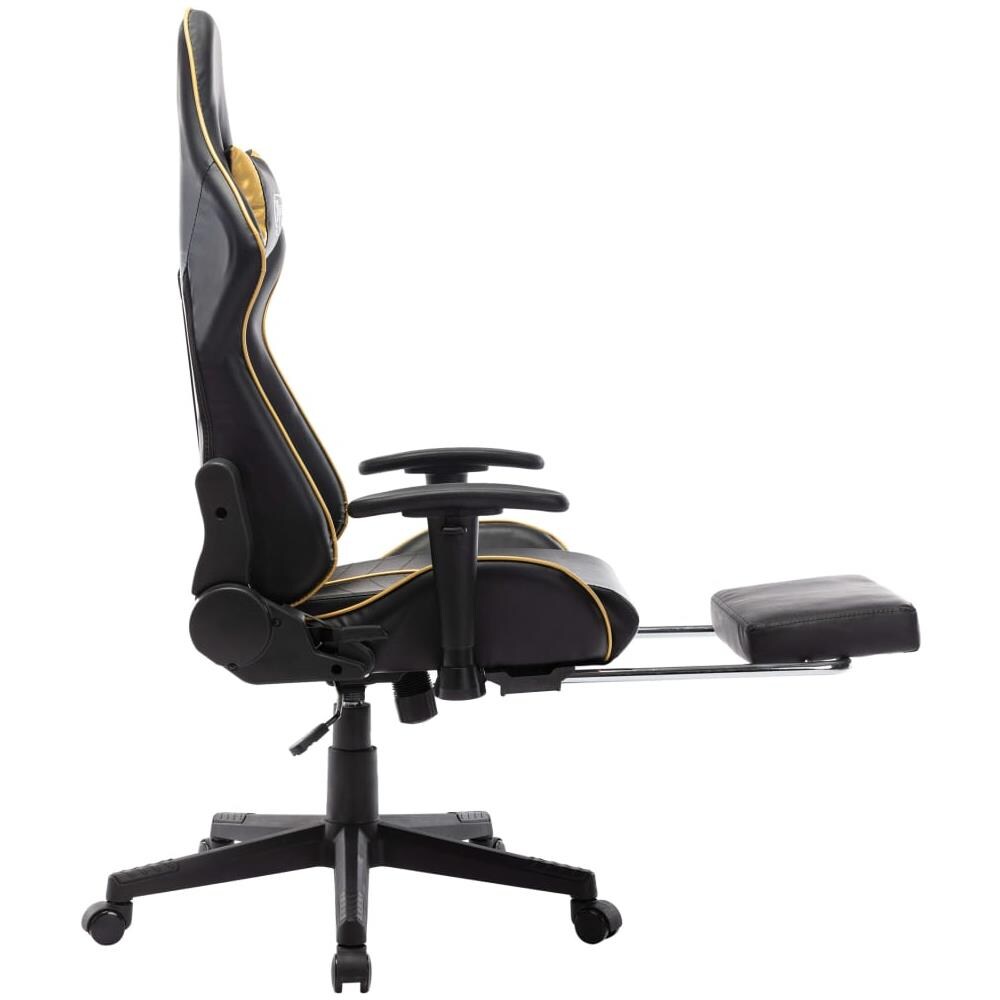 Sedia da Gaming con Poggiapiedi Nera e Oro in Similpelle - Foto 2