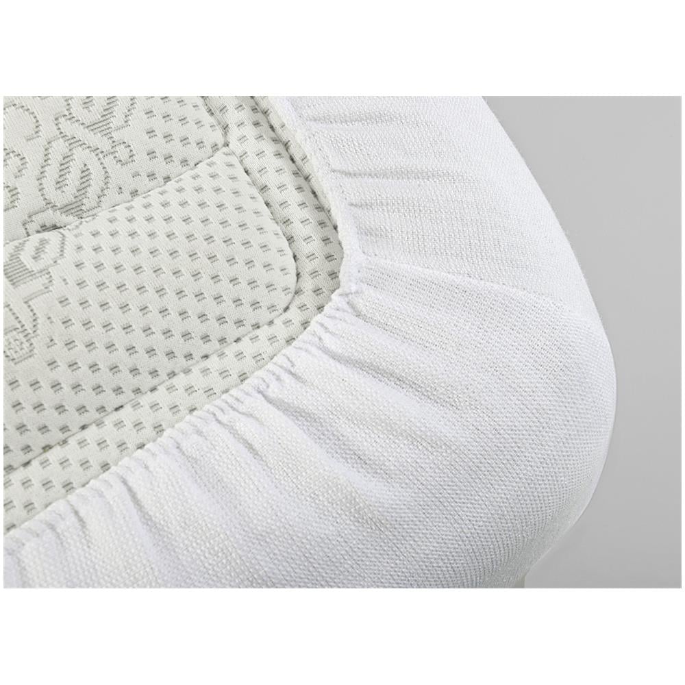 Traversa Coprimaterasso Per Letto In Spugna 100% Cotone Jacquard Made In Italy Angoli Elasticizzati Singolo Bianco - Foto 2