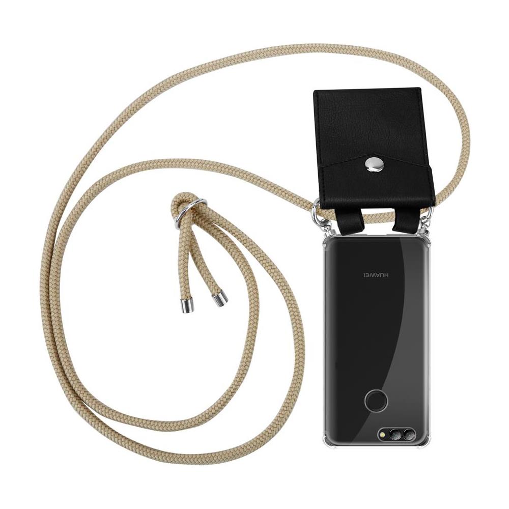 Catena Di Telefoni Cellulari Compatibile Con Huawei Nova 2 In Marrone Brillante - Coperchio Protettivo In Silicone Con Anelli D'argento, Cinturino In Corda E Custodia Staccabile - Foto 1