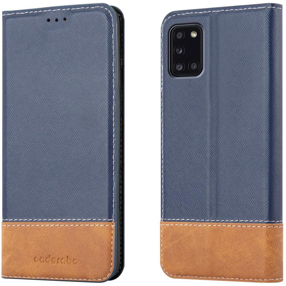 Custodia Compatibile Con Samsung Galaxy A31 In Blu Scuro Marrone - Coperchio Protettiva Con Chiusura Magnetica, Funzione Stand E Tasca Per Le Carte - Foto 8