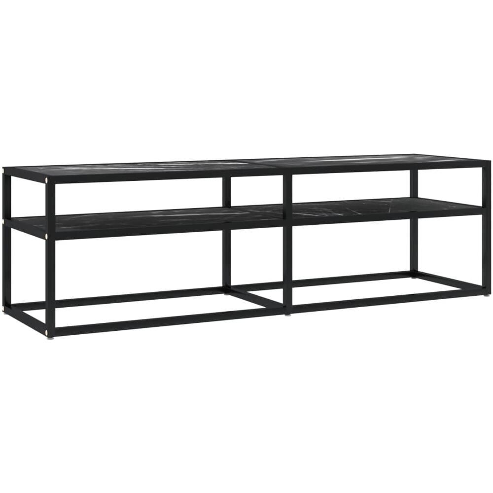 Mobile Porta TV Marmo Nero 140x40x40,5 cm in Vetro Temperato - Foto 1