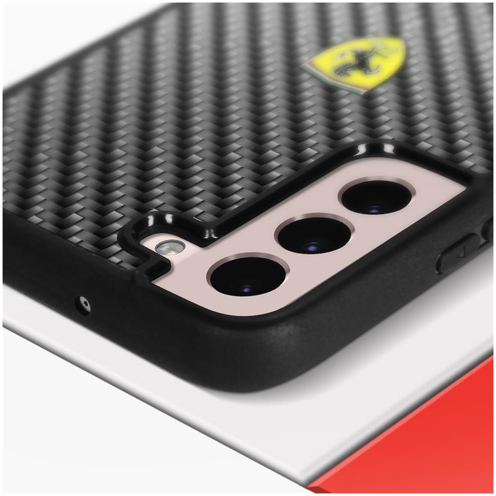 Cover Samsung Galaxy S22 Carbonio Bordo Silicone Retro Rigido Nera - Foto 2