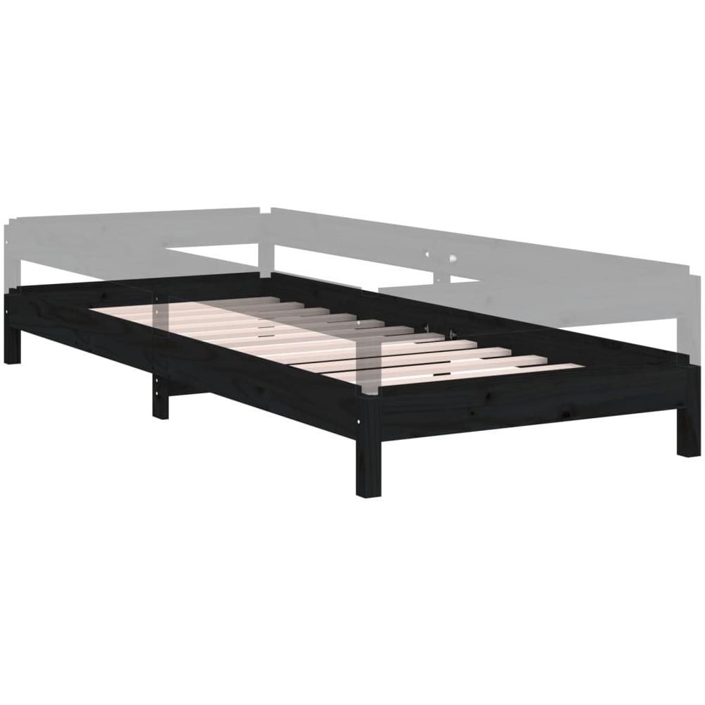 Letto Impilabile Nero 75x190 Cm In Legno Massello Di Pino - Foto 2