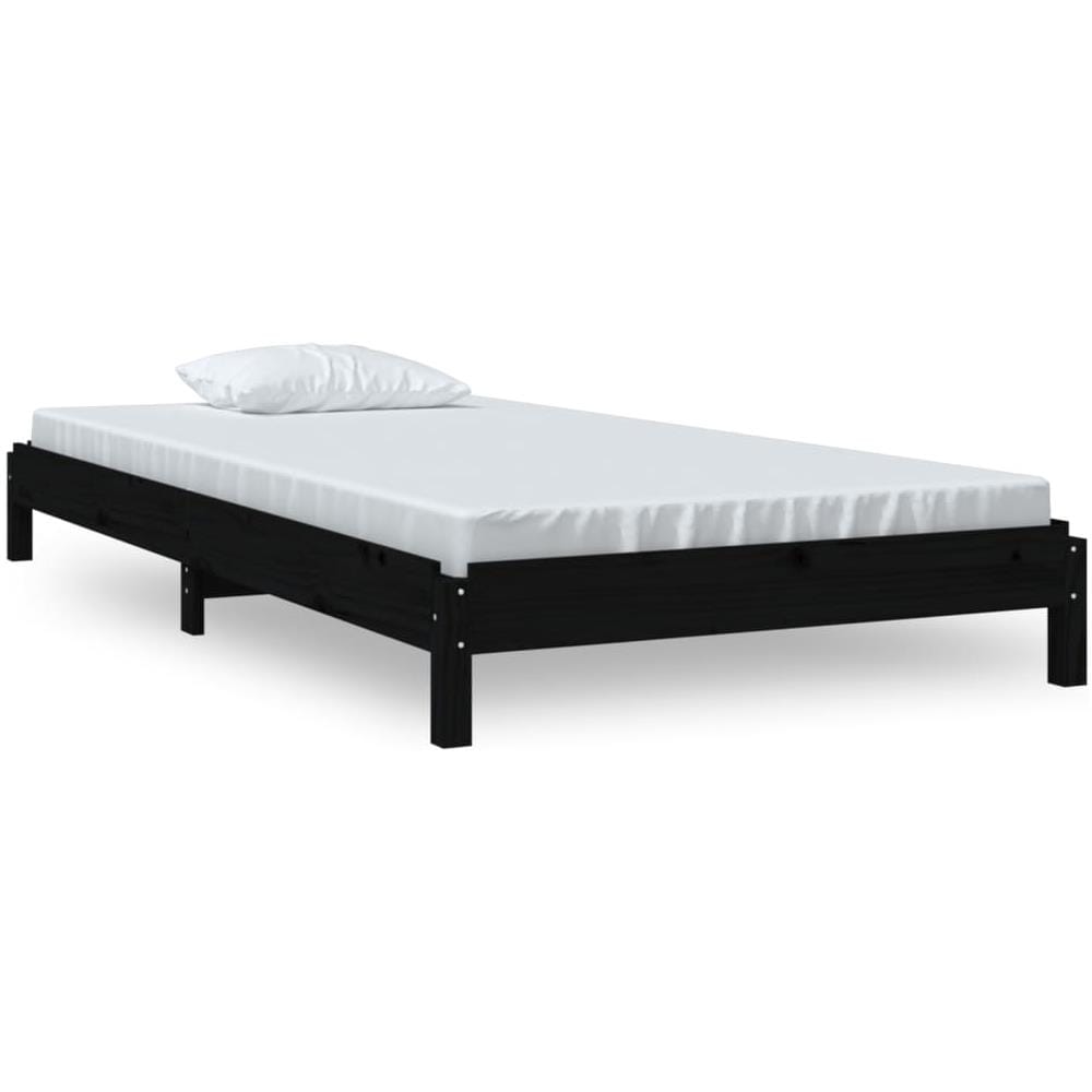 Letto Impilabile Nero 75x190 Cm In Legno Massello Di Pino - Foto 1