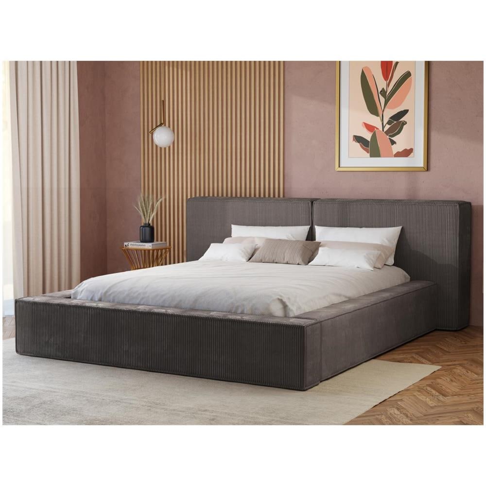 VENTE-UNIQUE Letto Con Contenitore 180 X 200 Cm Velluto A Coste