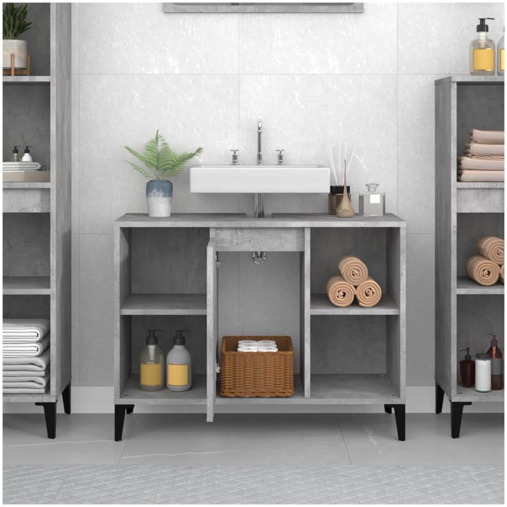 Mobile Lavabo Grigio Cemento 80x33x60 Cm In Legno Multistrato - Foto 3