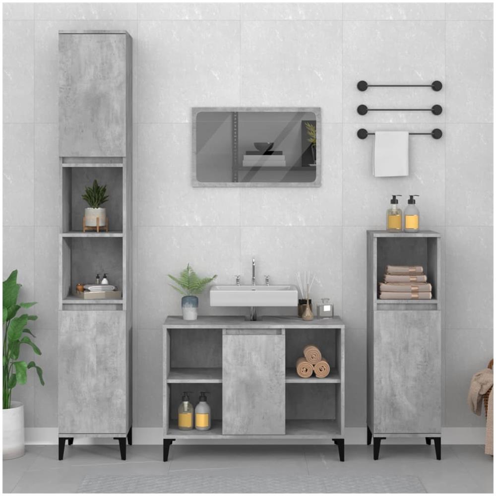 Mobile Lavabo Grigio Cemento 80x33x60 Cm In Legno Multistrato - Foto 1