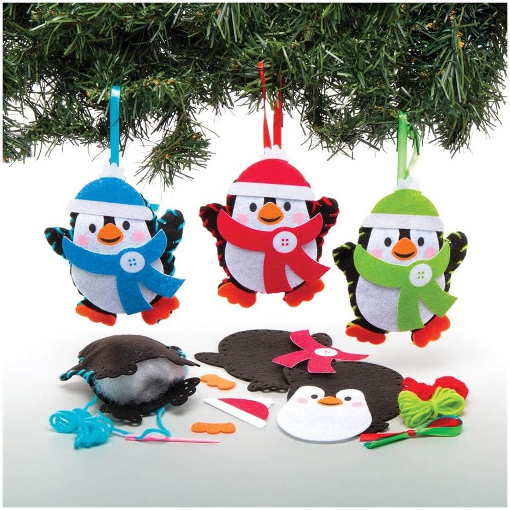 At238 Kit Da Cucito Ornamento Pinguino - Confezione Da 3, Arti E Mestieri Natalizi, Assortiti - Foto 1