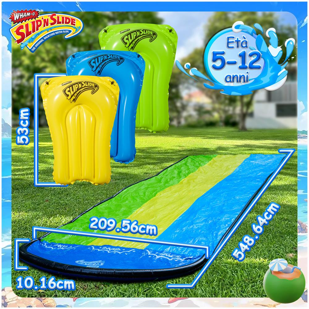 Scivolo d'acqua da Giardino, Slip N Slide Triple Wave Rider 548.64 cm con Boogie per bambini 5-12 anni - Foto 1
