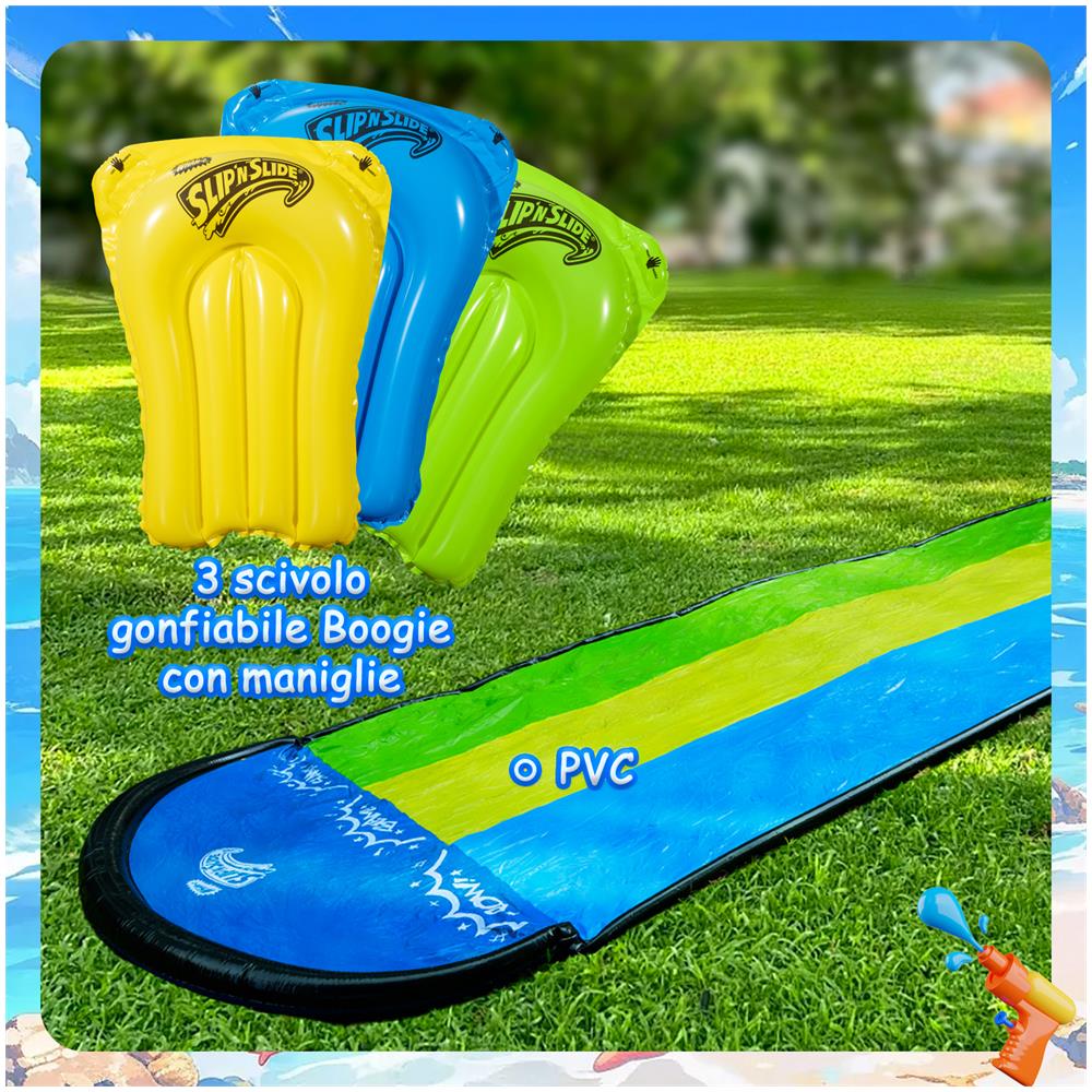 Scivolo d'acqua da Giardino, Slip N Slide Triple Wave Rider 548.64 cm con Boogie per bambini 5-12 anni - Foto 2
