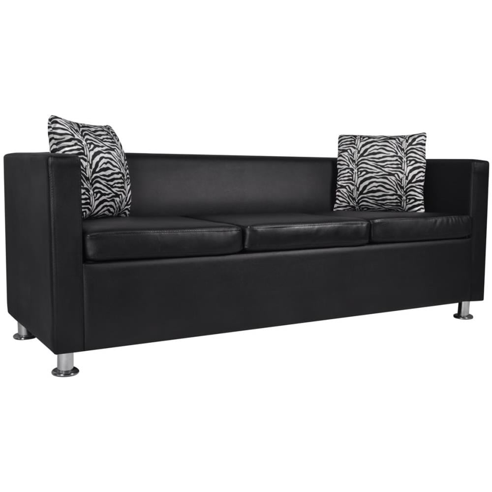 Set Divani a 3 e a 2 Posti in Similpelle Nero 170 x 62,5 x 63 cm - Foto 2