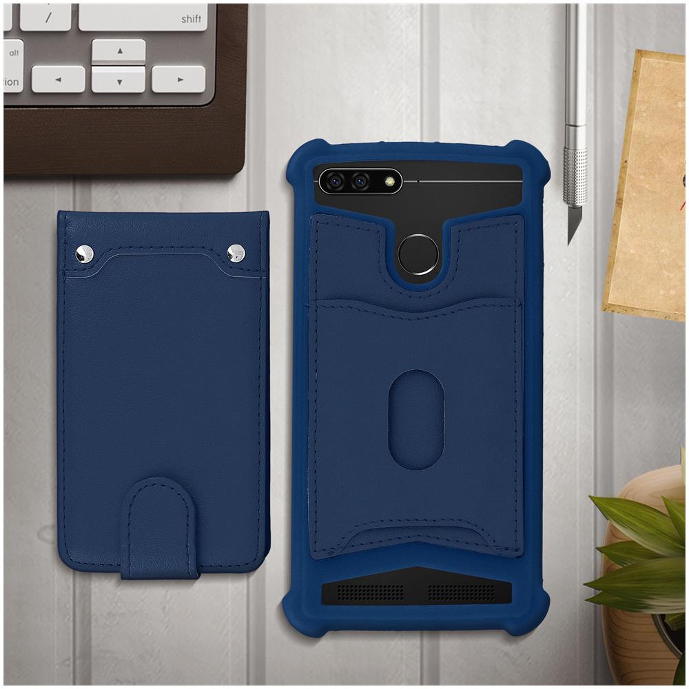 Cover Smartphone 5,3"" A 5,5"" Cover Universale Silicone Porta-carte - Blu - Foto 5
