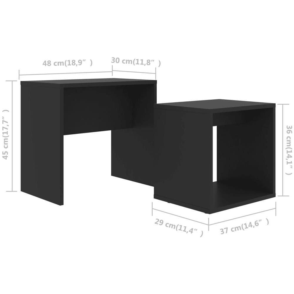 Set Tavolini da Salotto Nero 48x30x45 cm in Legno Multistrato - Foto 10