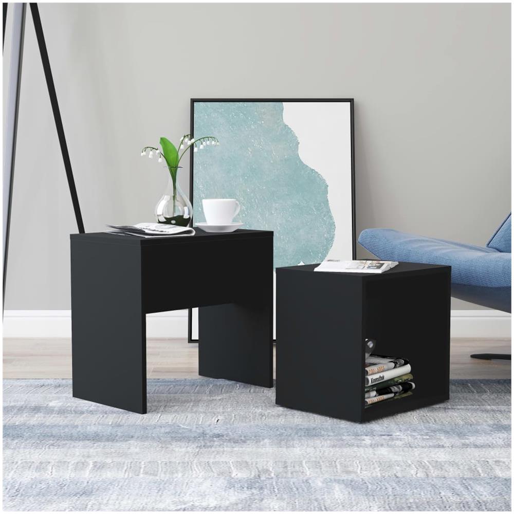 Set Tavolini da Salotto Nero 48x30x45 cm in Legno Multistrato - Foto 1