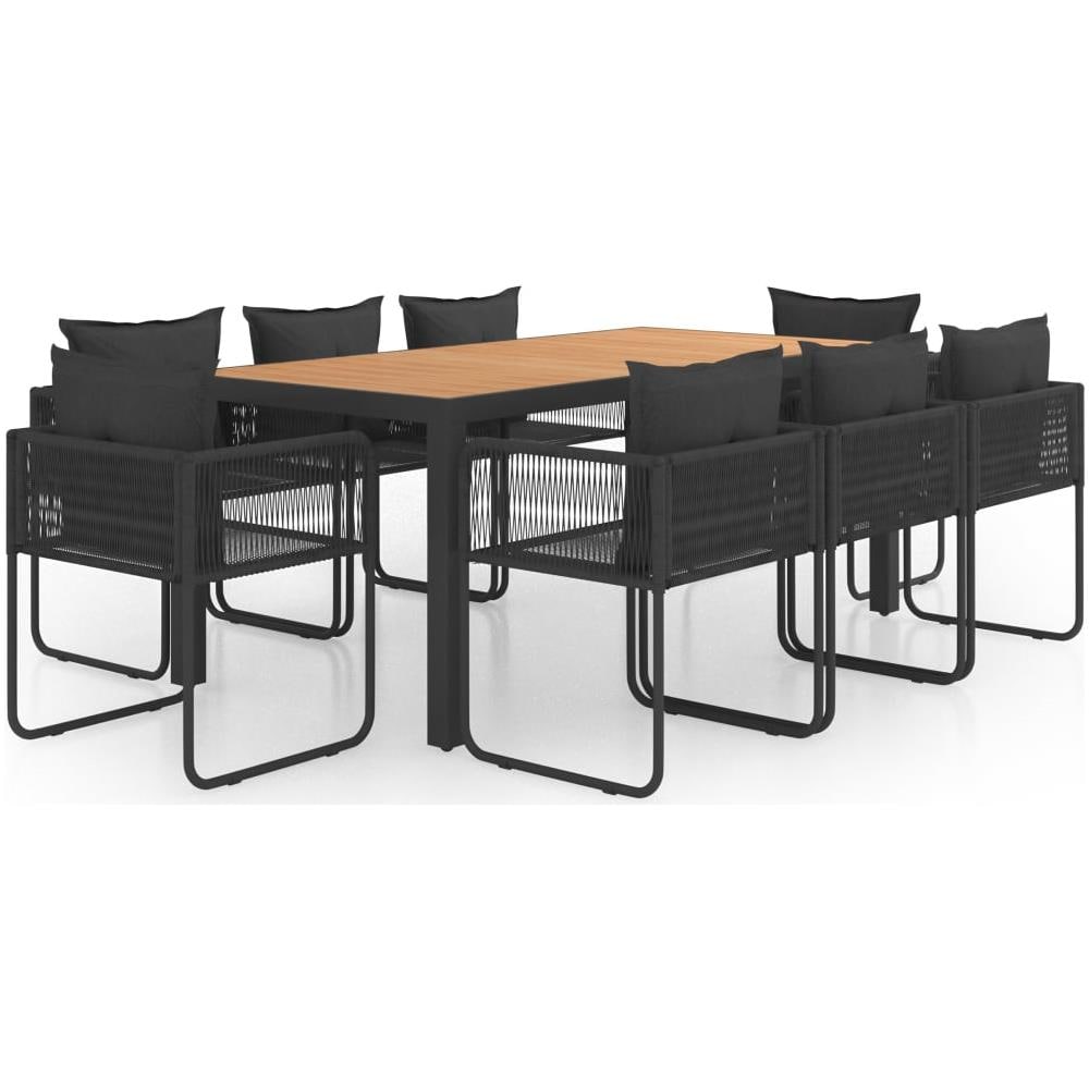 Set da Pranzo da Giardino 9 pz in Rattan PVC Nero e Marrone - Foto 1