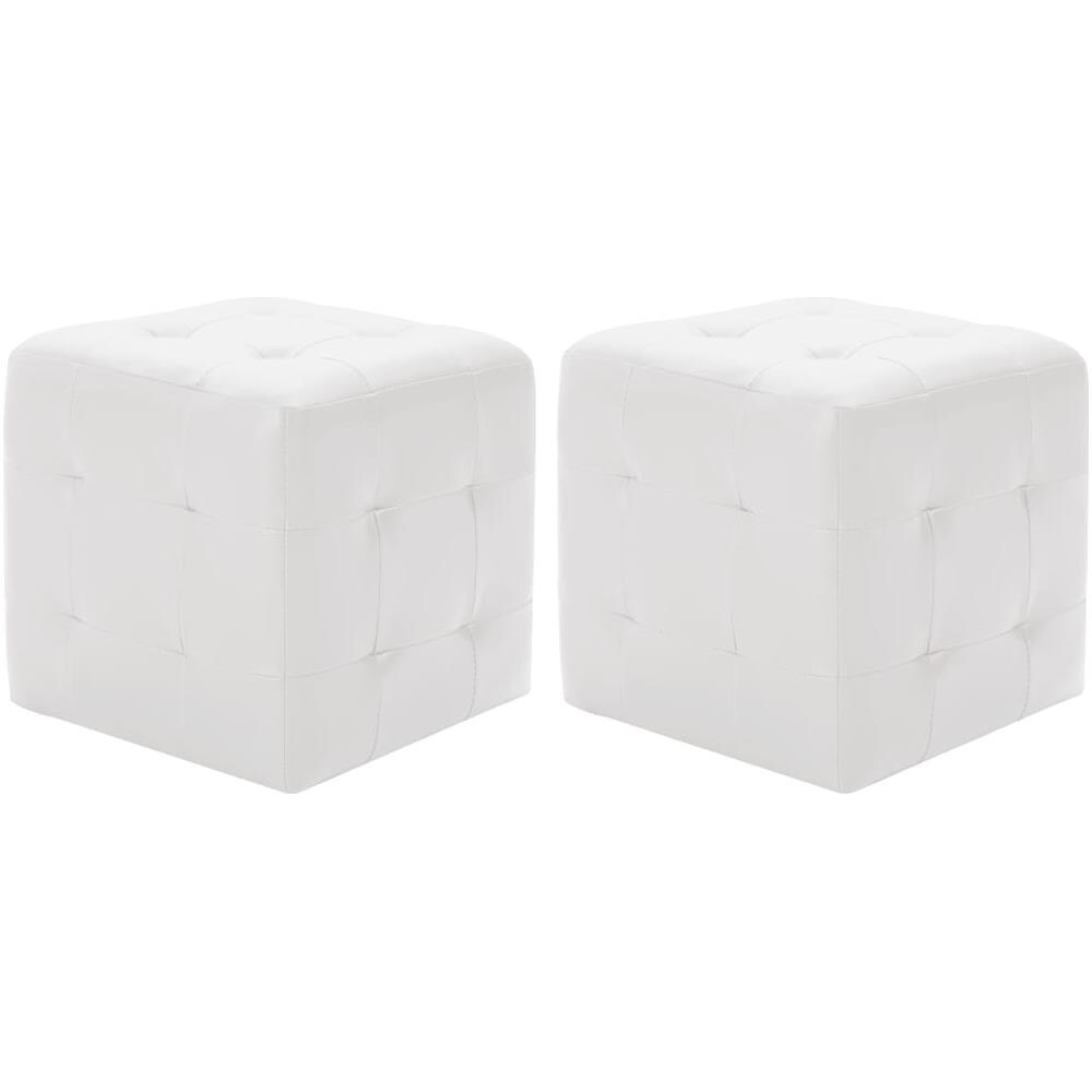 Pouf 2 Pz Bianco 30x30x30 Cm In Similpelle - Foto 1