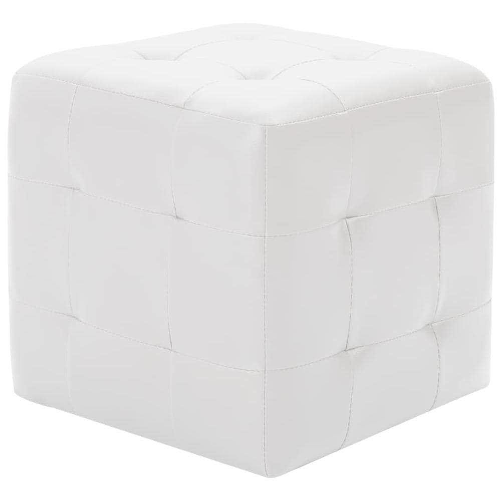 Pouf 2 Pz Bianco 30x30x30 Cm In Similpelle - Foto 2