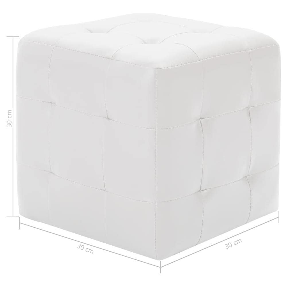 Pouf 2 Pz Bianco 30x30x30 Cm In Similpelle - Foto 5