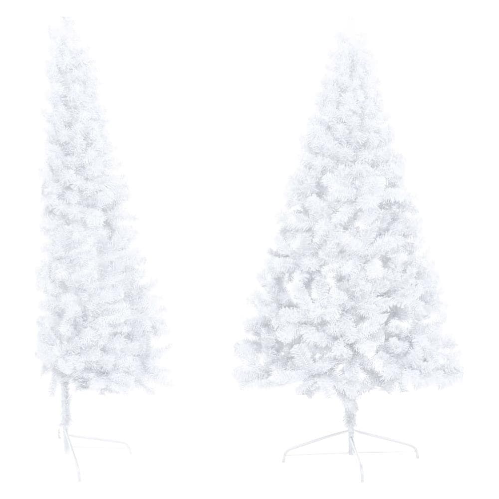 Set Albero Natale Artificiale a Metà LED e Palline Bianco 210cm - Foto 3