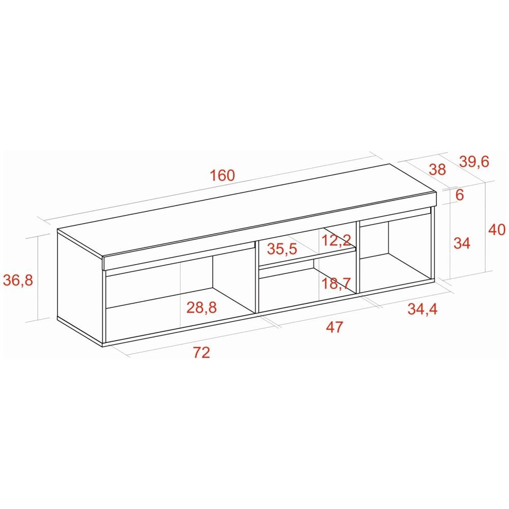 Mobile Tv Mod Naturale ''rovere / nero'', 2 Porte E 2 Comparti, Soggiorno, 160x40x41cm - Foto 4