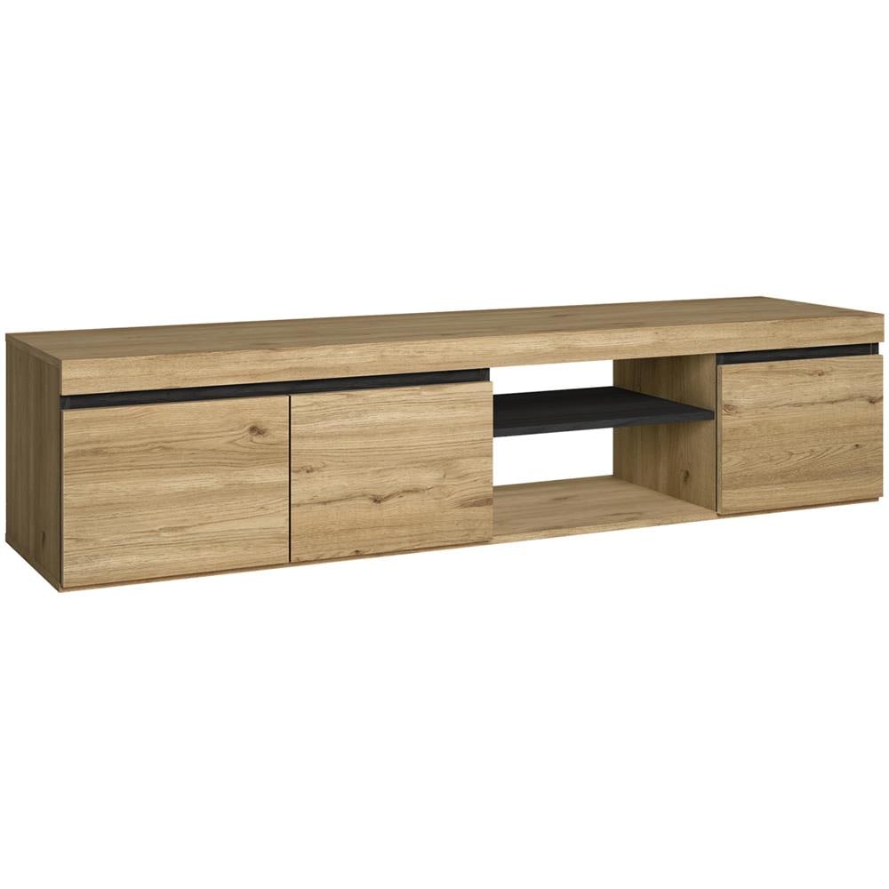 Mobile Tv Mod Naturale ''rovere / nero'', 2 Porte E 2 Comparti, Soggiorno, 160x40x41cm - Foto 1