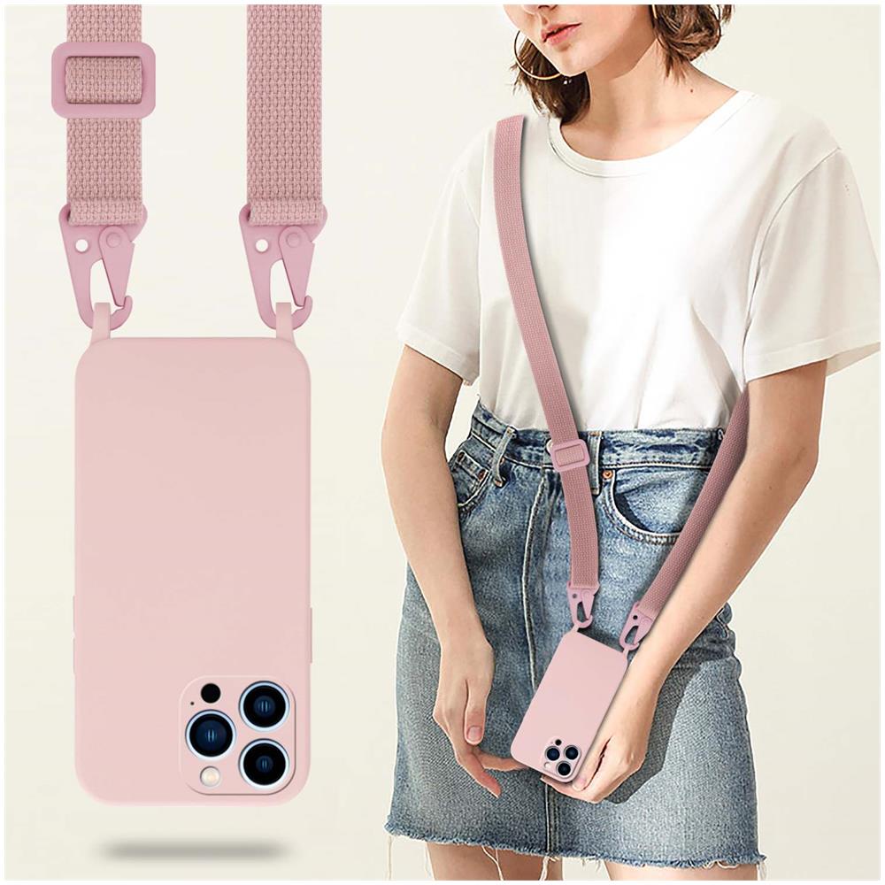 Catena Di Telefoni Cellulari Compatibile Con Apple Iphone 13 Pro Max In Liquid Rosa - Coperchio Di Protezione In Silicone Con Cordino Regolabile In Lunghezza - Foto 7