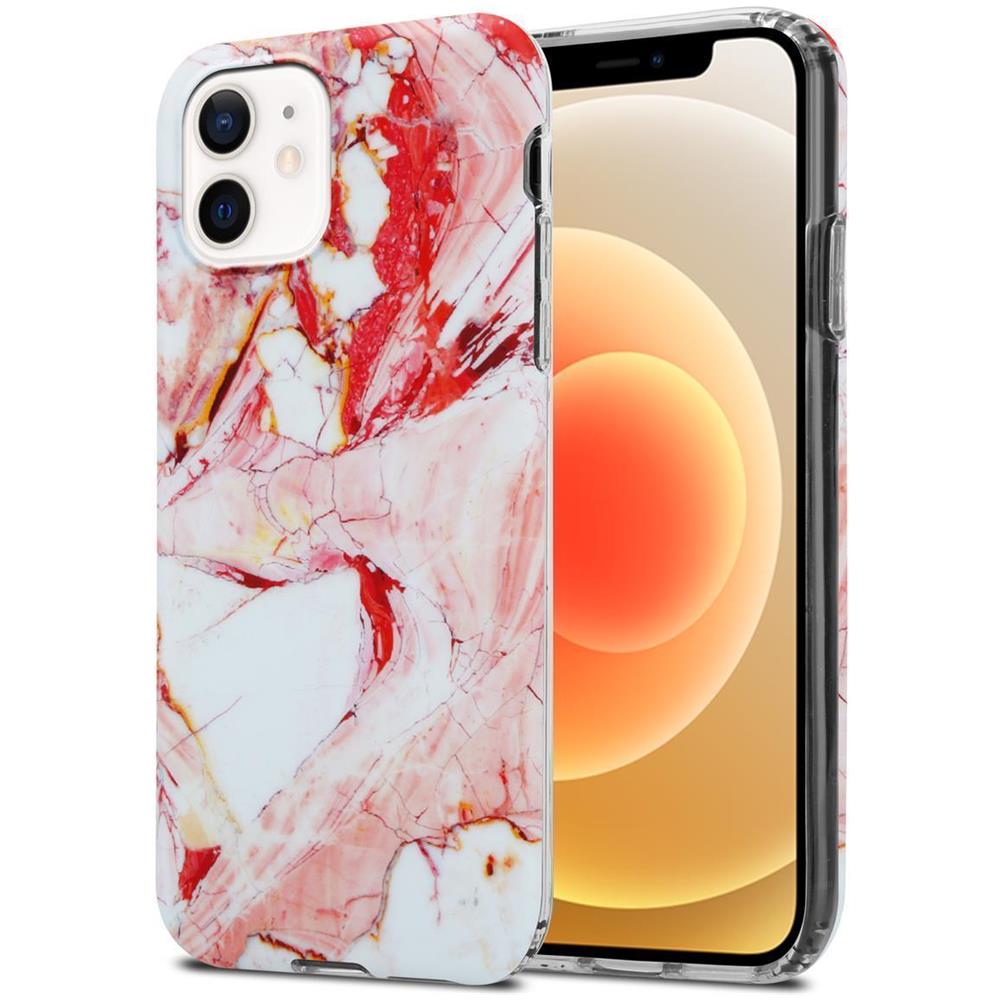 Custodia Compatibile Con Apple Iphone 12 Pro Max In Marmo Rosa Bianco No. 20 - Coperchio Protettivo In Silicone Tpu Con Motivo A Mosaico - Foto 1