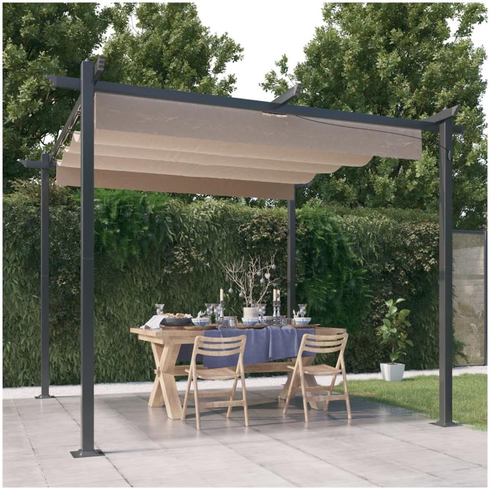 Pergola Da Giardino Con Tetto Retrattile 3x3 M Tortora - Foto 1