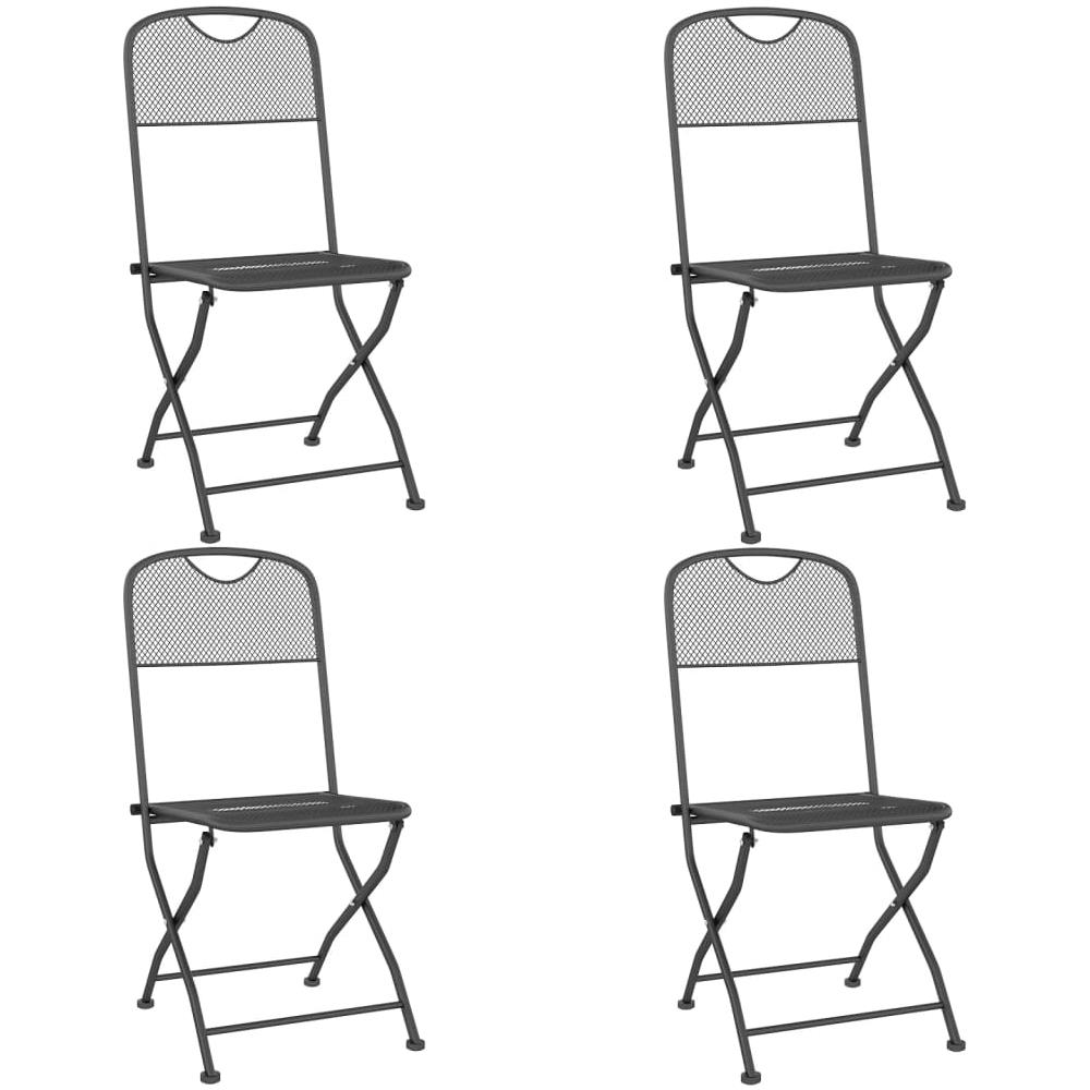 Sedie Giardino Pieghevoli 4 Pz Rete Metallica Espansa Antracite - Foto 2
