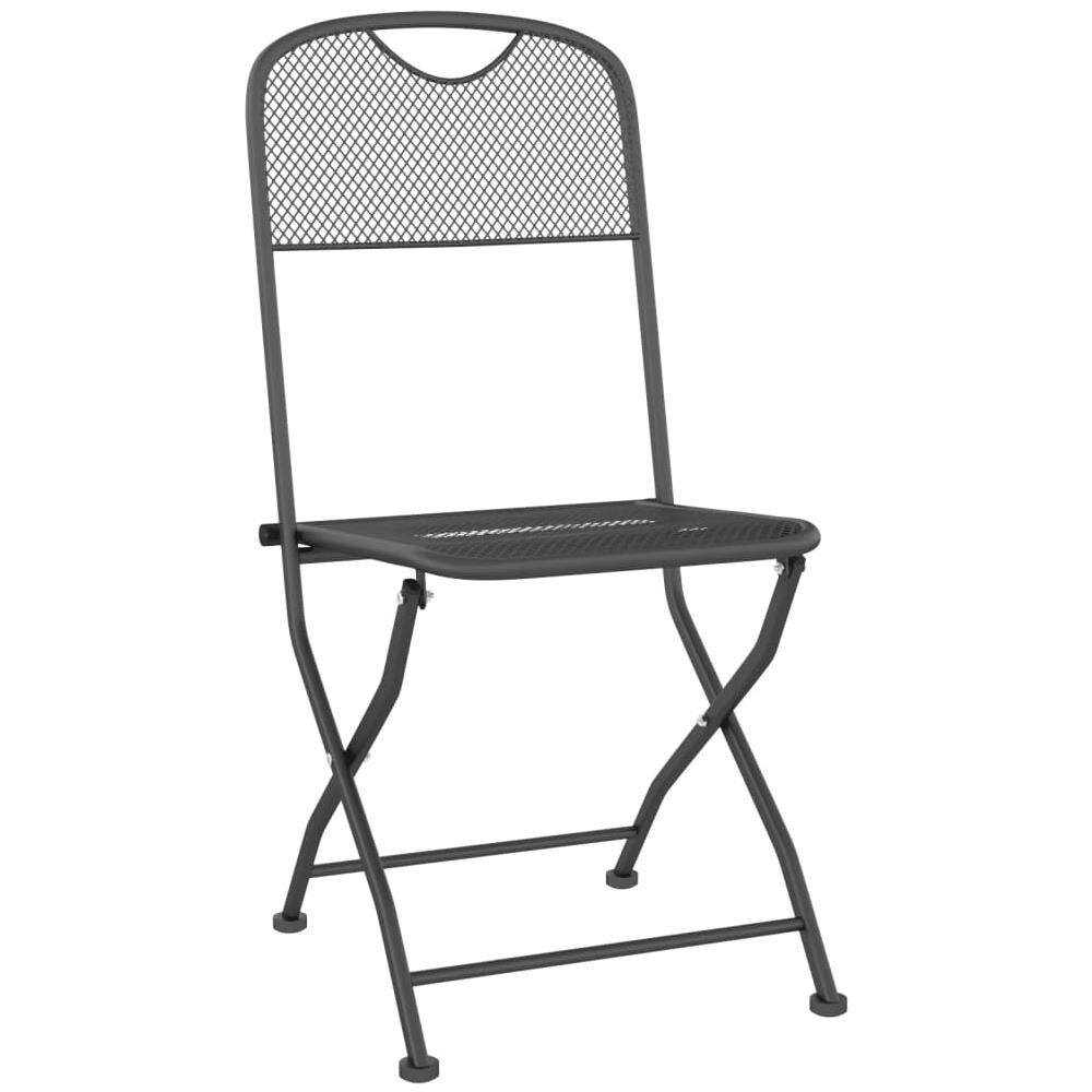 Sedie Giardino Pieghevoli 4 Pz Rete Metallica Espansa Antracite - Foto 3