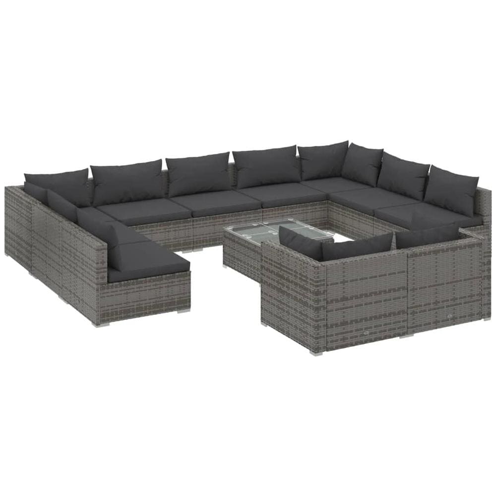 Set Divani Da Giardino 12 Pz Con Cuscini In Polyrattan Grigio - Foto 1
