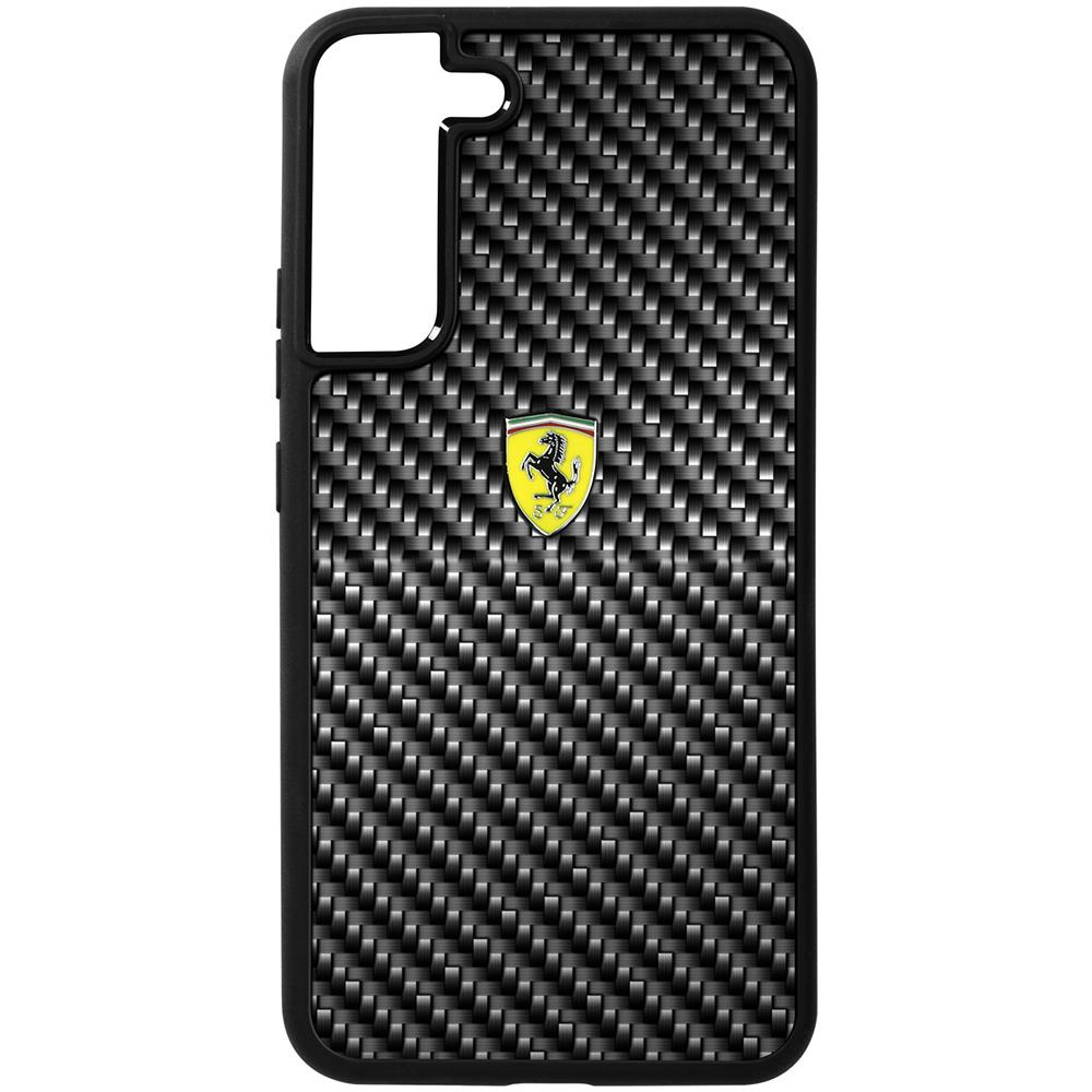 Cover Samsung Galaxy S22 Plus Carbonio Bordo Silicone Retro Rigido Ferrari Nera - Foto 1