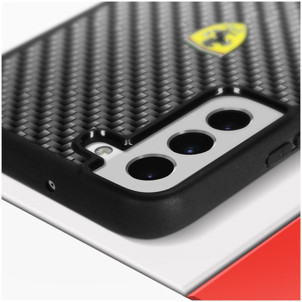 Cover Samsung Galaxy S22 Plus Carbonio Bordo Silicone Retro Rigido Ferrari Nera - Foto 5