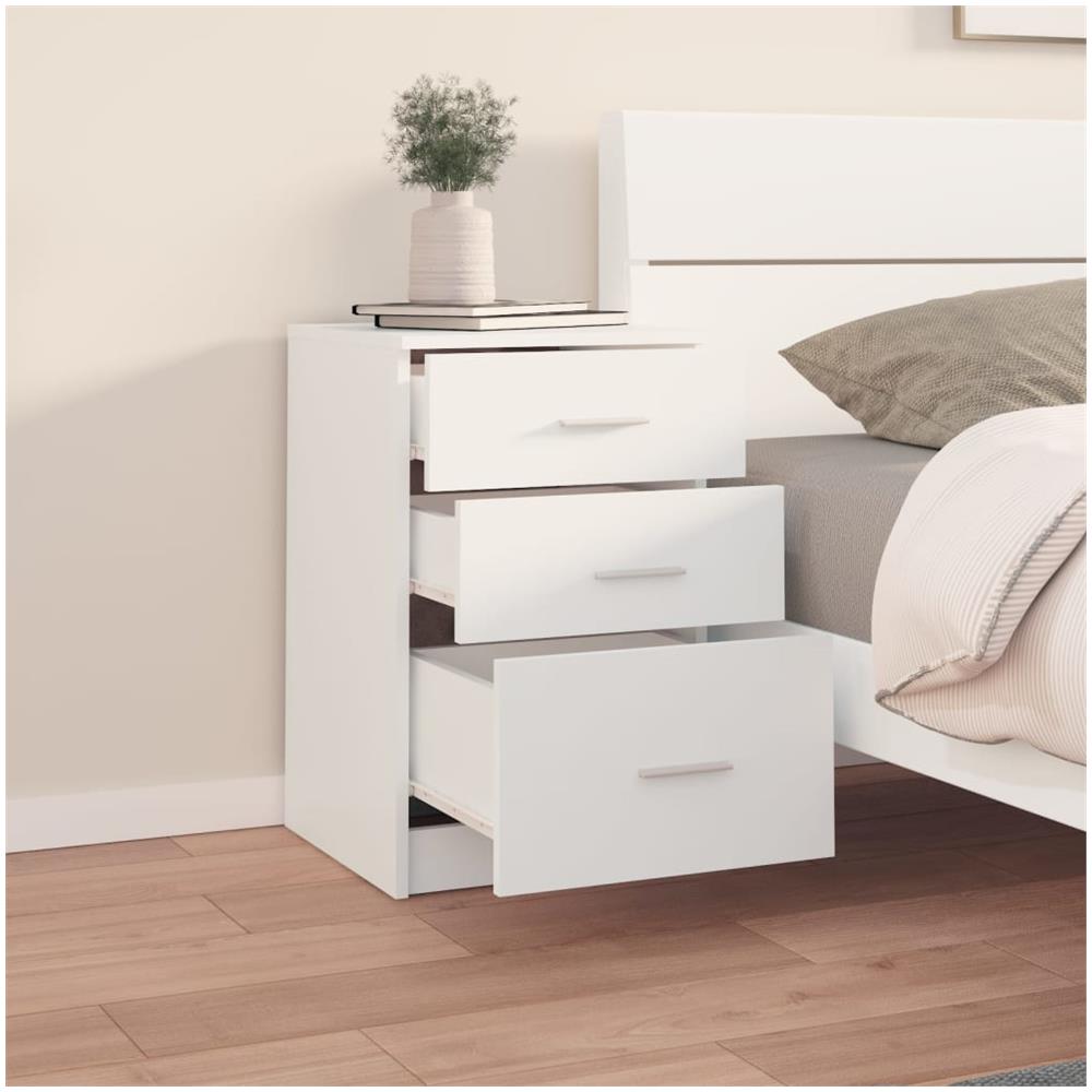 Comodino Bianco 40x40x63 Cm In Legno Multistrato - Foto 2