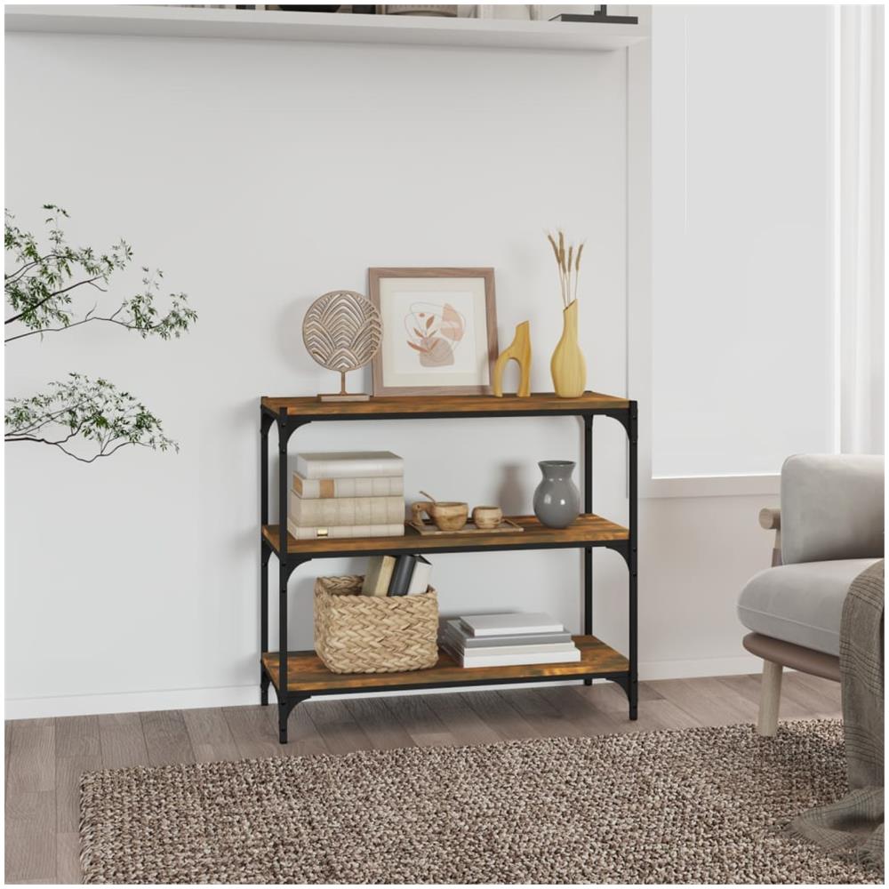 Libreria Rovere Fumo 80x33x70,5 Cm Legno Multistrato E Acciaio - Foto 1