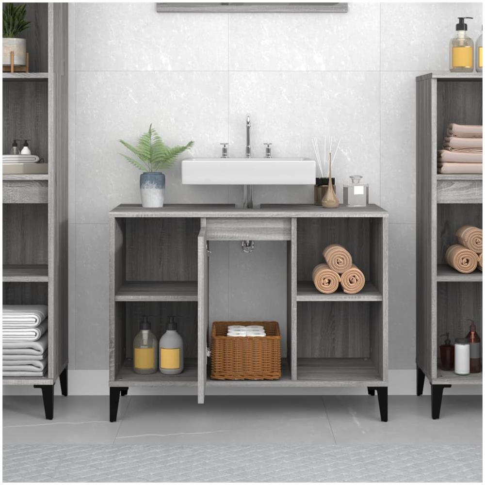 Mobile Lavabo Grigio Sonoma 80x33x60 Cm In Legno Multistrato - Foto 3