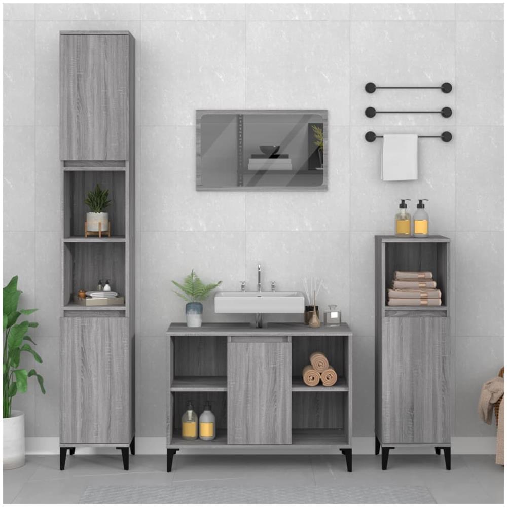 Mobile Lavabo Grigio Sonoma 80x33x60 Cm In Legno Multistrato - Foto 1