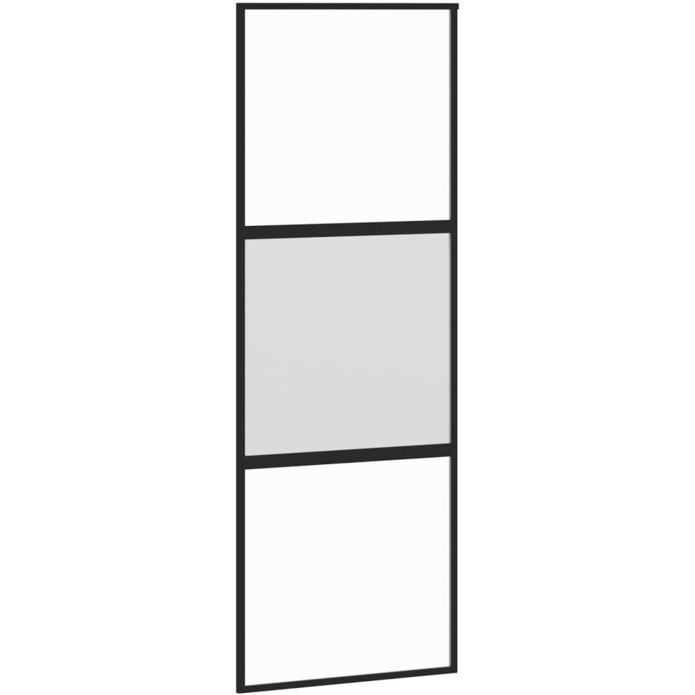 Porta Scorrevole Nera 76x205 Cm In Vetro Temperato E Alluminio - Foto 2