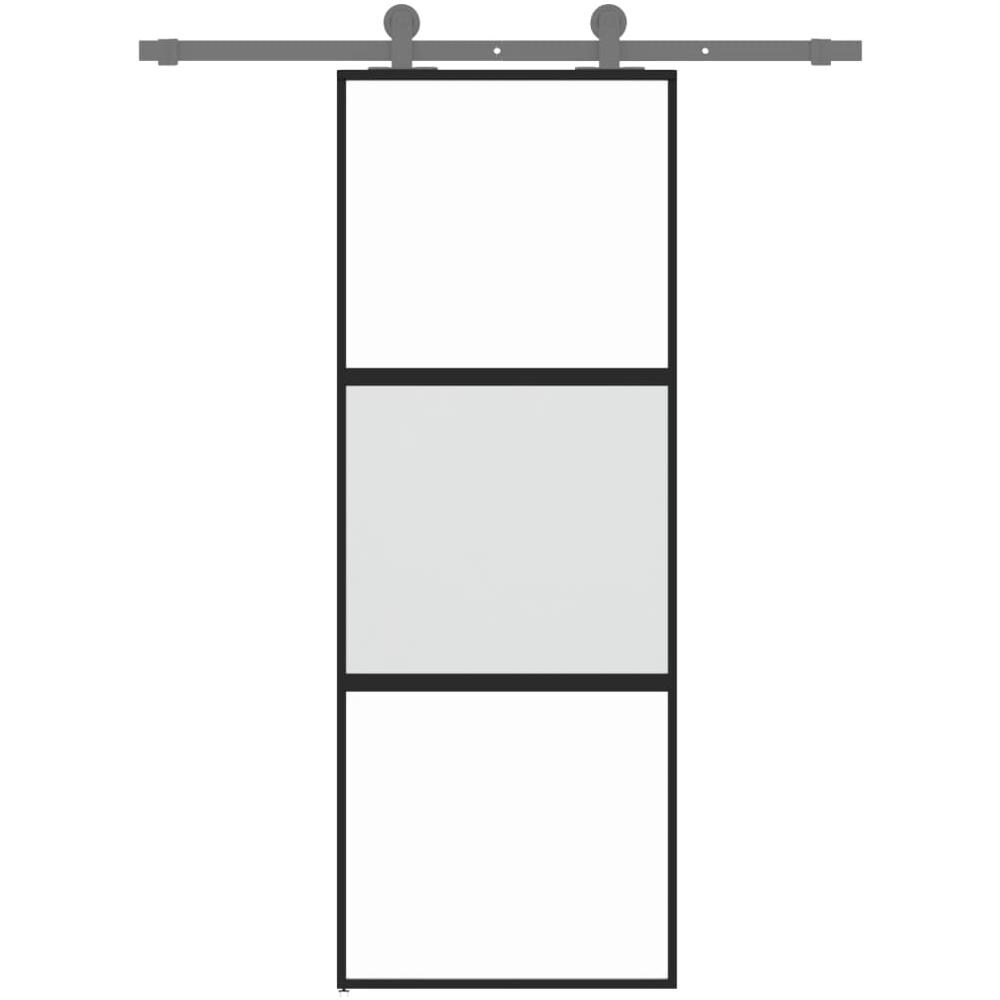 Porta Scorrevole Nera 76x205 Cm In Vetro Temperato E Alluminio - Foto 3