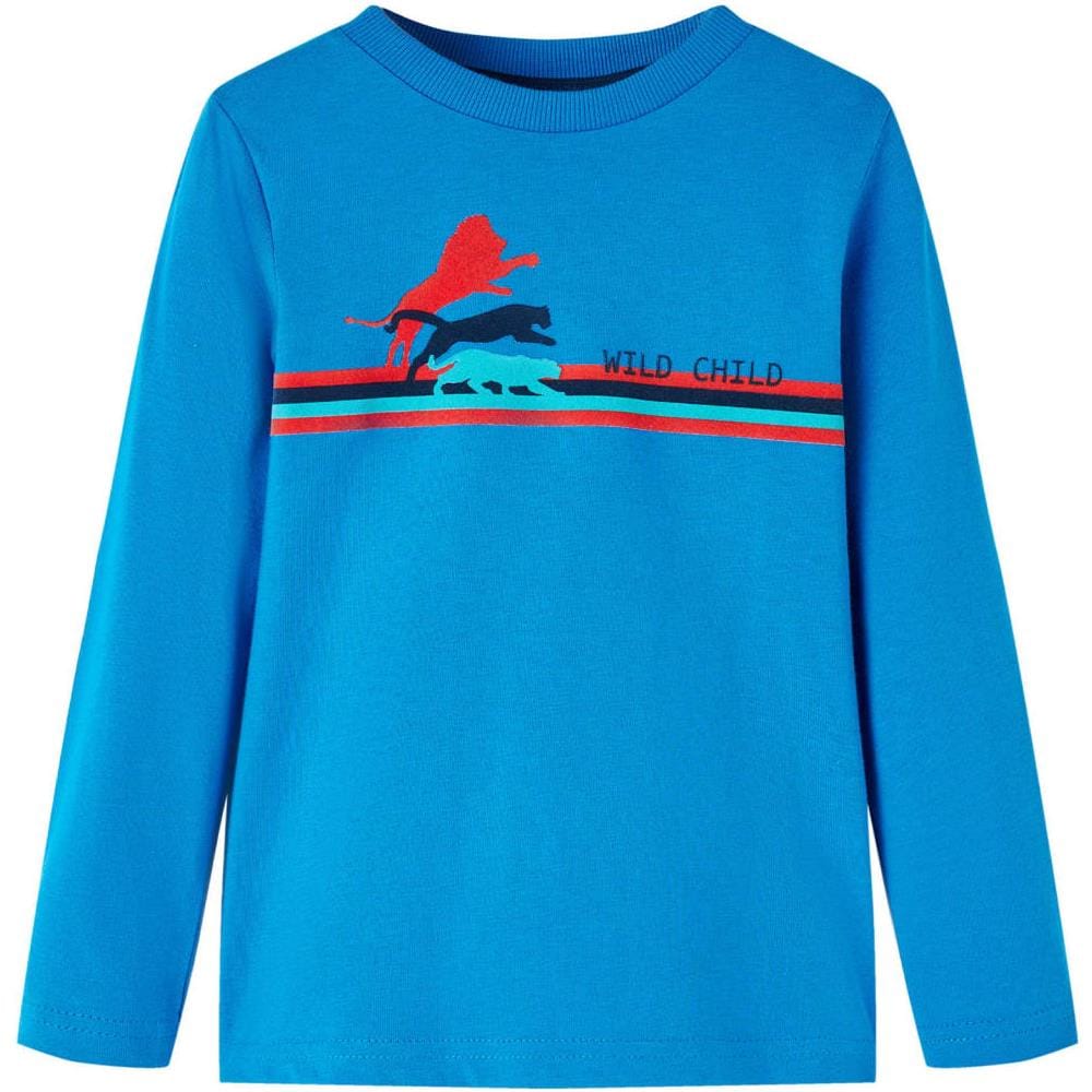 Maglietta Da Bambino Maniche Lunghe Animali Selvatici Blu Cobalto 104 - Foto 1