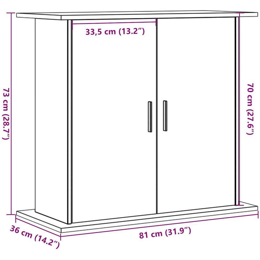 Supporto Acquario 81x36x73 cm in Legno Multistrato Legno Antico - Foto 10