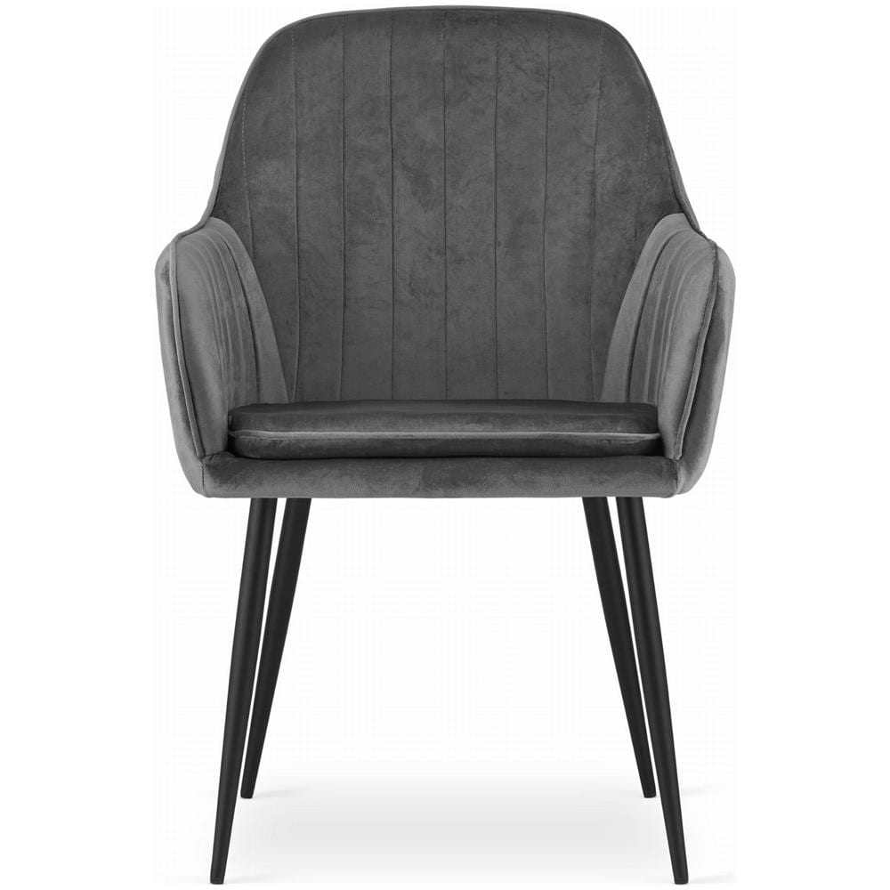 Sedia LUGO - Velluto grigio scuro con gambe nere - Foto 2